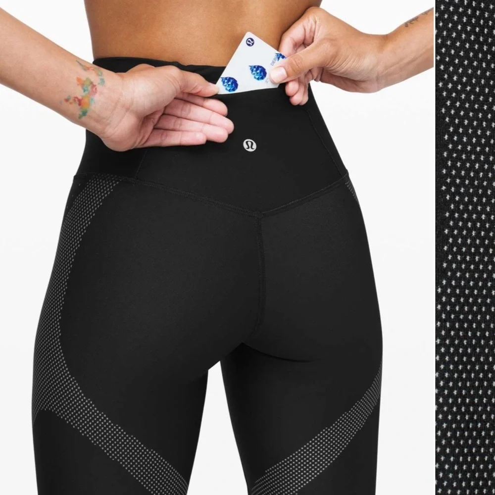 Lululemon🍋Mapped Out Black and Glacier Gray High-Rise Tights 28” Size 6 - Picture 3 of 8